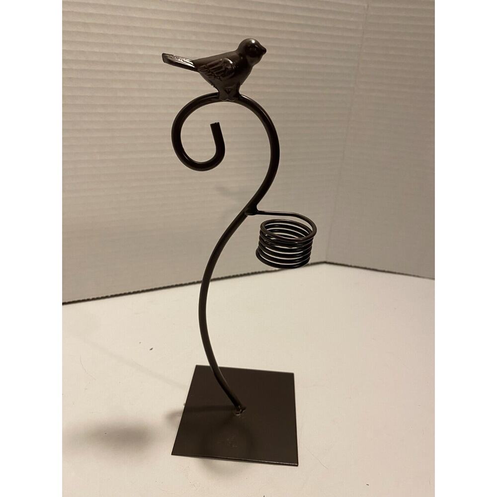 Black Metal Bird Bud Vase Holder Decorative Accent, Industrial Bird Decor
